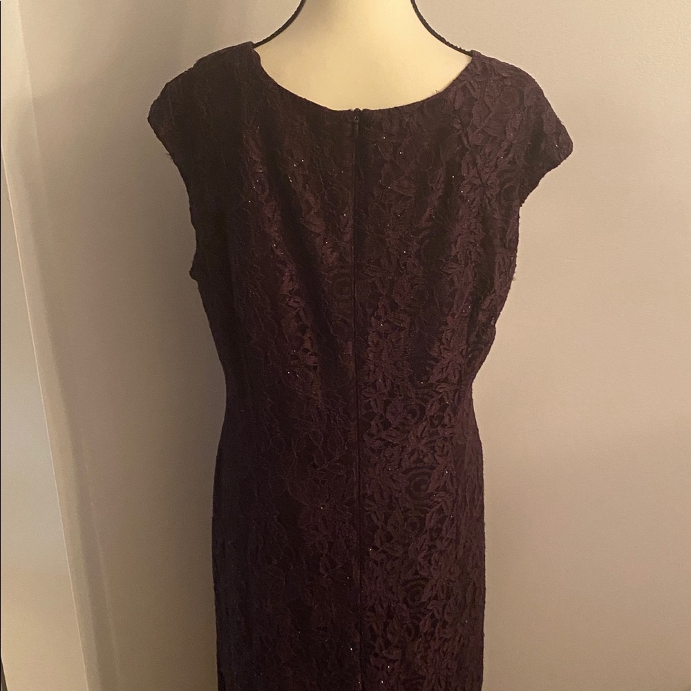 TAHARI sparking eggplant colored special occasions dress size 14 - Picture 8 of 11